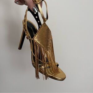 SOLD Roberto Cavalli Gold Fringe Heels